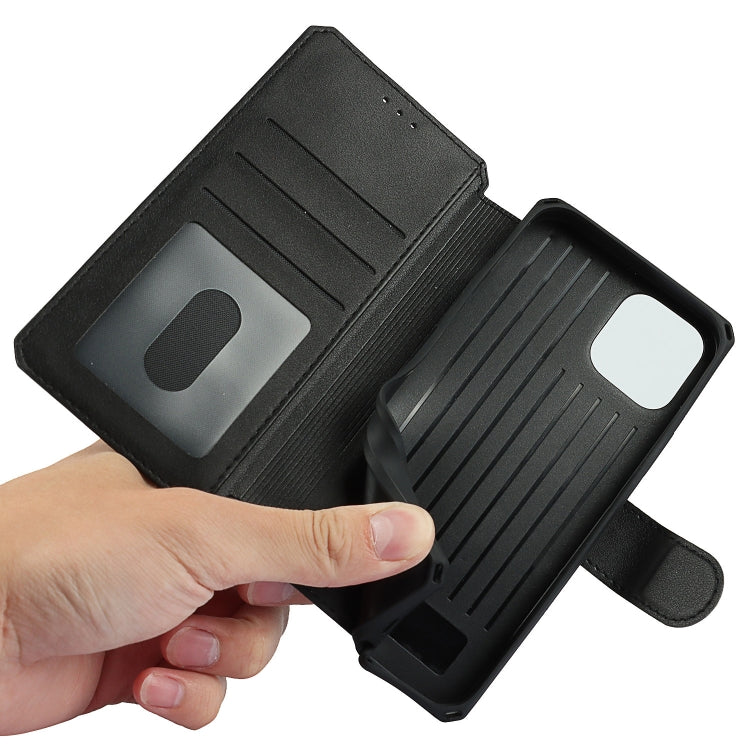 For iPhone 12 / 12 Pro Plain Texture Horizontal Flip PU Leather Case with Holder & Card Slots & Photo Frame & Wallet & Strap