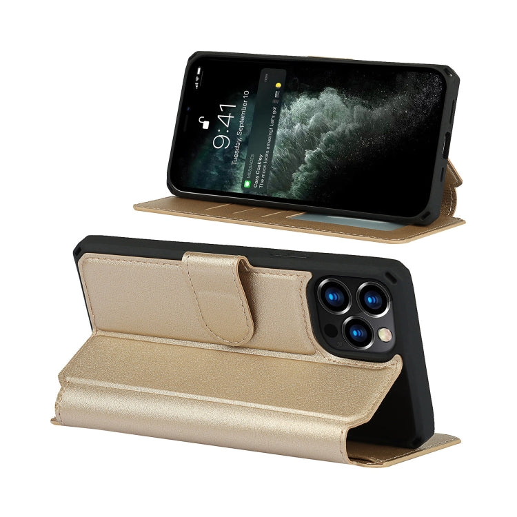 For iPhone 12 / 12 Pro Plain Texture Horizontal Flip PU Leather Case with Holder & Card Slots & Photo Frame & Wallet & Strap