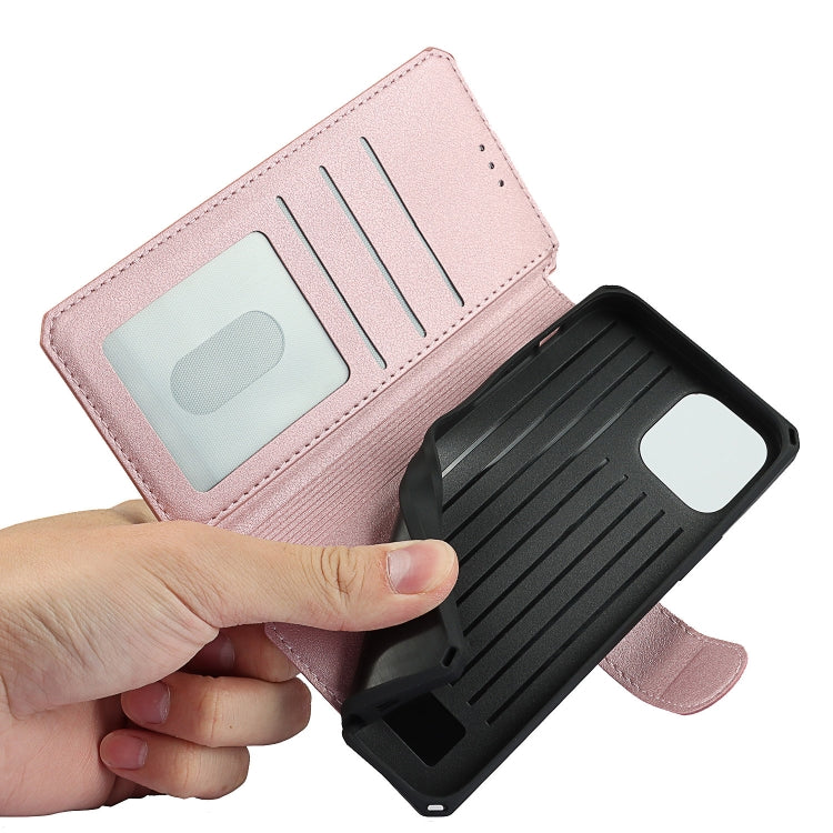For iPhone 12 / 12 Pro Plain Texture Horizontal Flip PU Leather Case with Holder & Card Slots & Photo Frame & Wallet & Strap