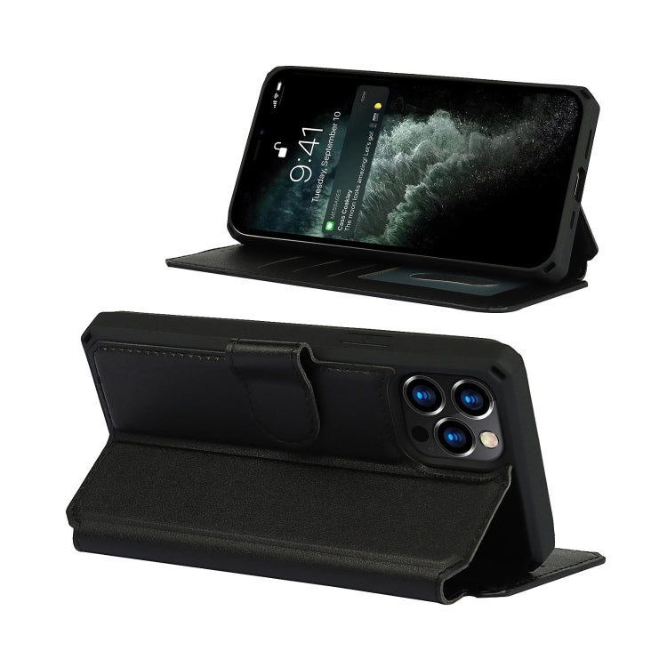 For iPhone 12 Pro Max Plain Texture Horizontal Flip PU Leather Case with Holder & Card Slots & Photo Frame & Wallet & Strap