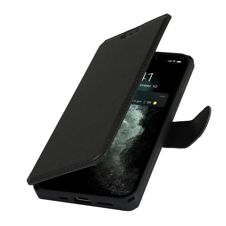 For iPhone 12 Pro Max Plain Texture Horizontal Flip PU Leather Case with Holder & Card Slots & Photo Frame & Wallet & Strap