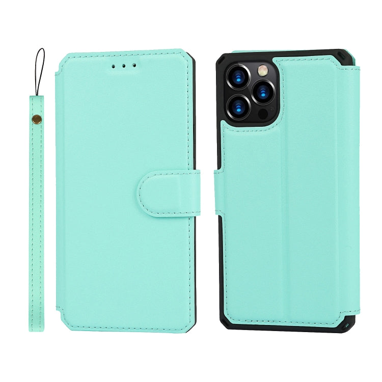 For iPhone 12 Pro Max Plain Texture Horizontal Flip PU Leather Case with Holder & Card Slots & Photo Frame & Wallet & Strap