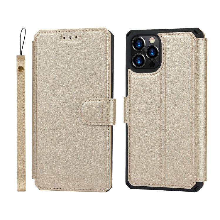For iPhone 12 Pro Max Plain Texture Horizontal Flip PU Leather Case with Holder & Card Slots & Photo Frame & Wallet & Strap