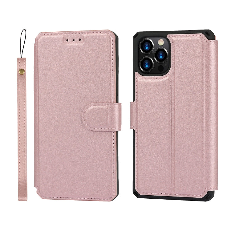 For iPhone 12 Pro Max Plain Texture Horizontal Flip PU Leather Case with Holder & Card Slots & Photo Frame & Wallet & Strap