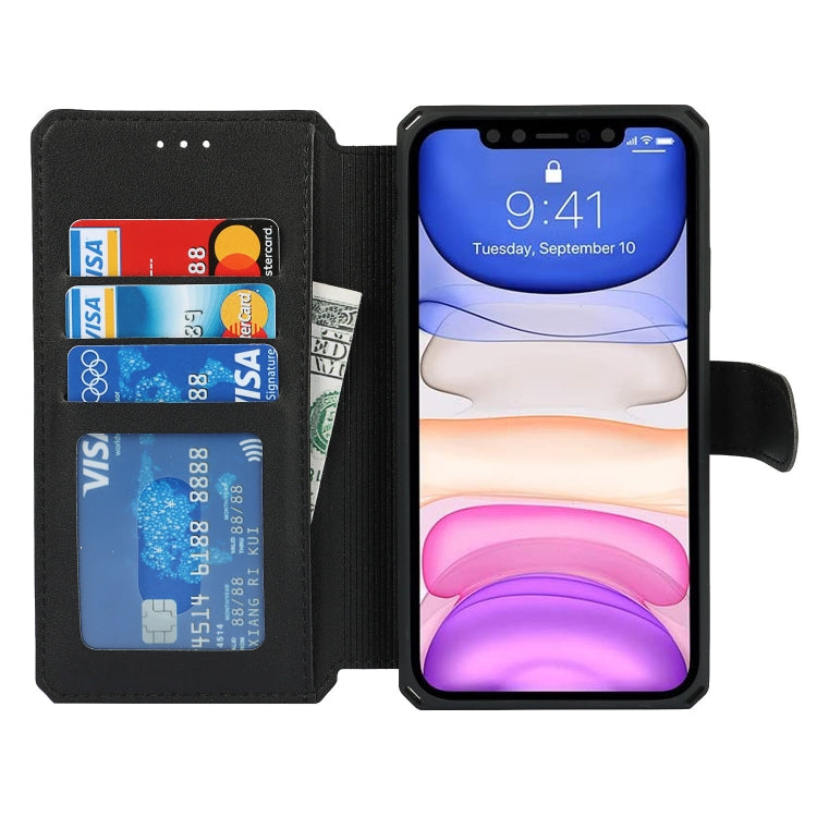 For iPhone 11 Plain Texture Horizontal Flip PU Leather Case with Holder & Card Slots & Photo Frame & Wallet & Strap