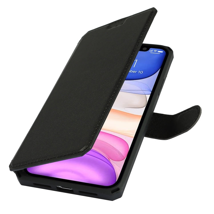 For iPhone 11 Plain Texture Horizontal Flip PU Leather Case with Holder & Card Slots & Photo Frame & Wallet & Strap