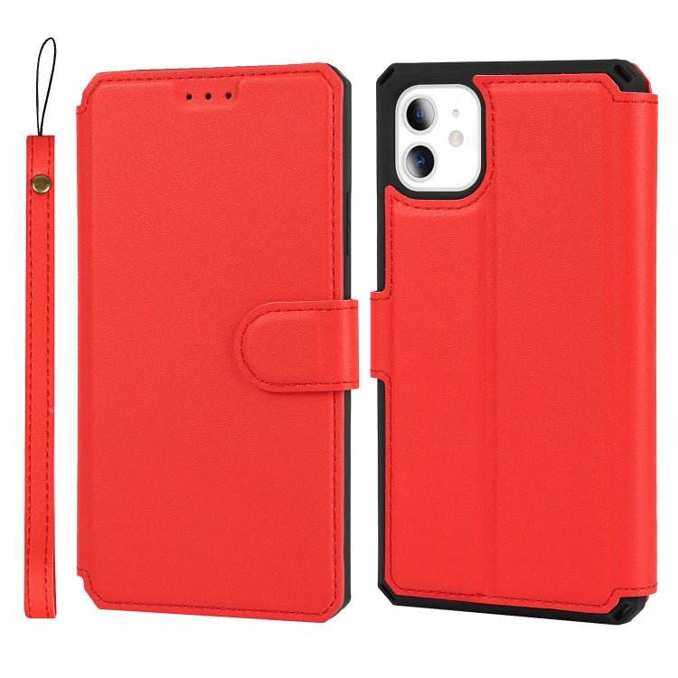 For iPhone 11 Plain Texture Horizontal Flip PU Leather Case with Holder & Card Slots & Photo Frame & Wallet & Strap