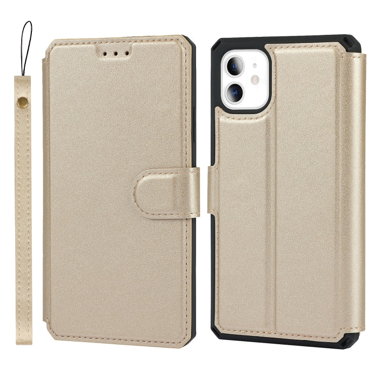 For iPhone 11 Plain Texture Horizontal Flip PU Leather Case with Holder & Card Slots & Photo Frame & Wallet & Strap