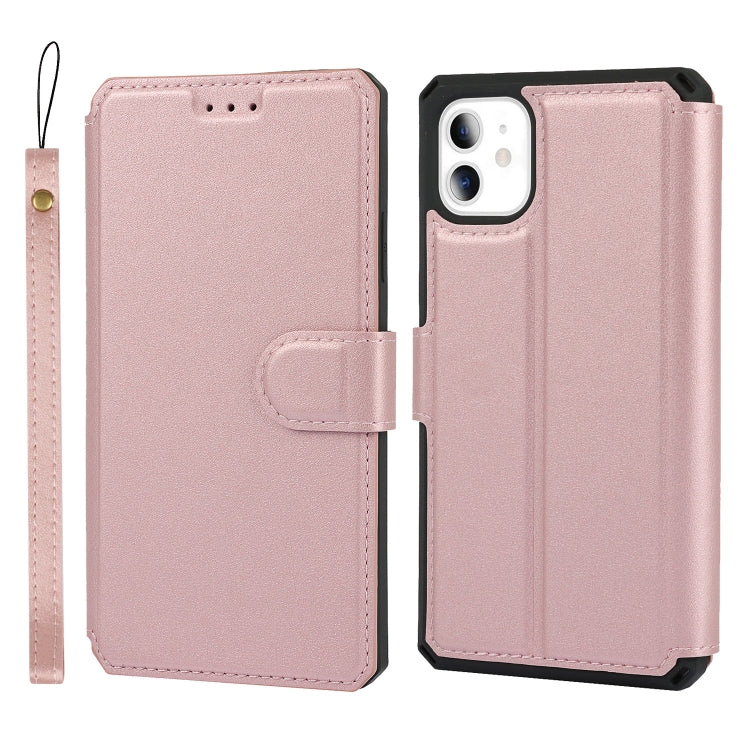 For iPhone 11 Plain Texture Horizontal Flip PU Leather Case with Holder & Card Slots & Photo Frame & Wallet & Strap