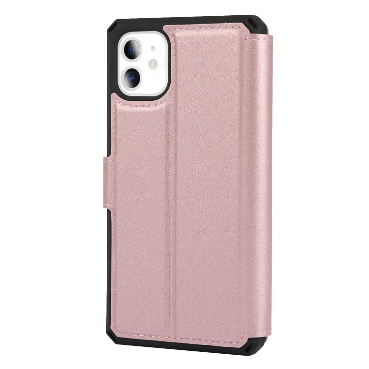 For iPhone 11 Plain Texture Horizontal Flip PU Leather Case with Holder & Card Slots & Photo Frame & Wallet & Strap
