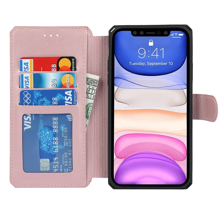 For iPhone 11 Plain Texture Horizontal Flip PU Leather Case with Holder & Card Slots & Photo Frame & Wallet & Strap