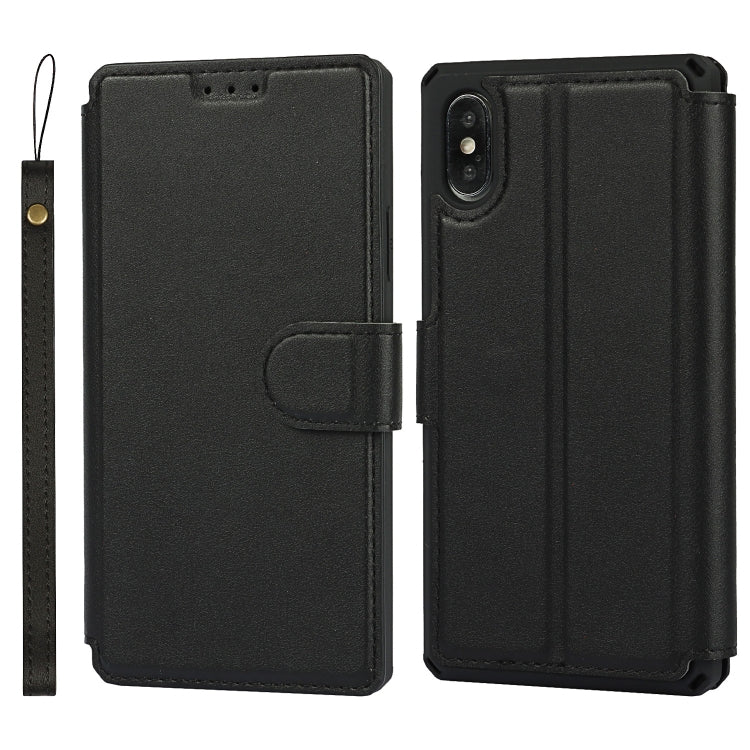 For iPhone X / XS Plain Texture Horizontal Flip PU Leather Case with Holder & Card Slots & Photo Frame & Wallet & Strap