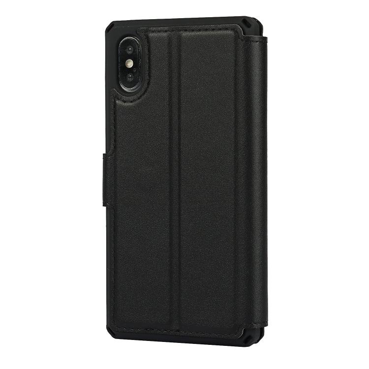 For iPhone X / XS Plain Texture Horizontal Flip PU Leather Case with Holder & Card Slots & Photo Frame & Wallet & Strap