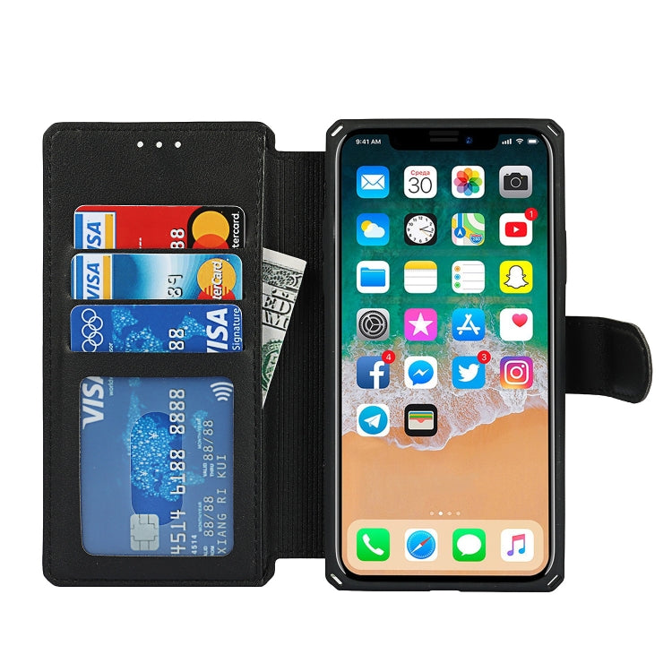 For iPhone X / XS Plain Texture Horizontal Flip PU Leather Case with Holder & Card Slots & Photo Frame & Wallet & Strap