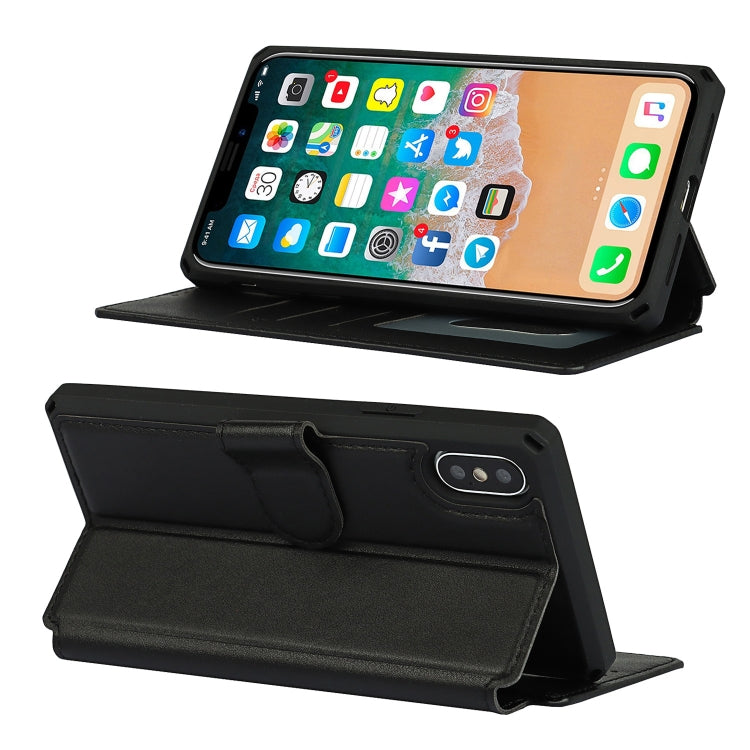 For iPhone X / XS Plain Texture Horizontal Flip PU Leather Case with Holder & Card Slots & Photo Frame & Wallet & Strap