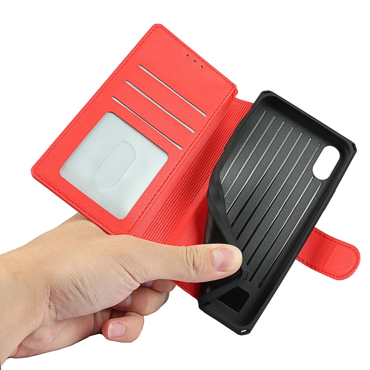 For iPhone X / XS Plain Texture Horizontal Flip PU Leather Case with Holder & Card Slots & Photo Frame & Wallet & Strap