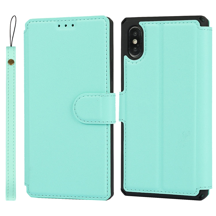 For iPhone X / XS Plain Texture Horizontal Flip PU Leather Case with Holder & Card Slots & Photo Frame & Wallet & Strap