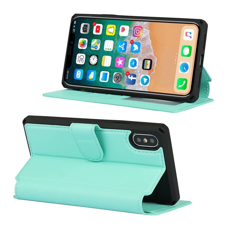 For iPhone X / XS Plain Texture Horizontal Flip PU Leather Case with Holder & Card Slots & Photo Frame & Wallet & Strap