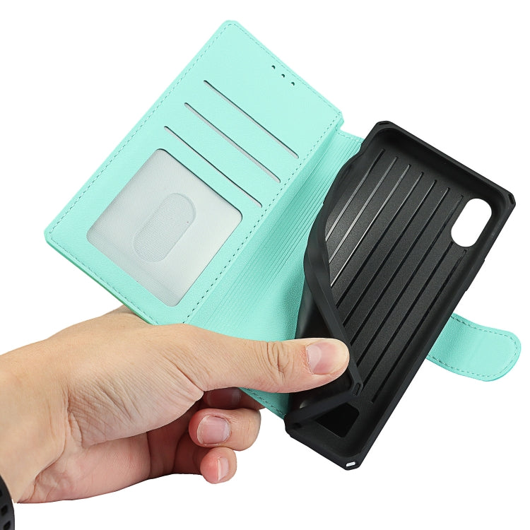 For iPhone X / XS Plain Texture Horizontal Flip PU Leather Case with Holder & Card Slots & Photo Frame & Wallet & Strap
