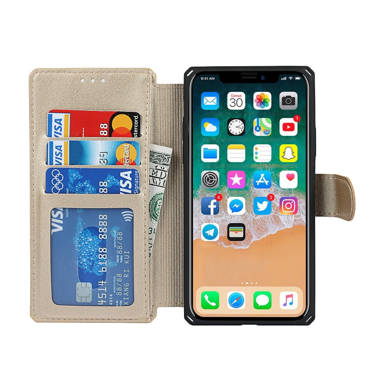 For iPhone X / XS Plain Texture Horizontal Flip PU Leather Case with Holder & Card Slots & Photo Frame & Wallet & Strap