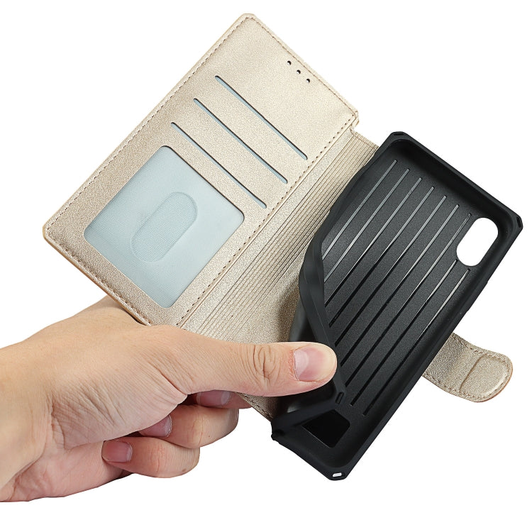 For iPhone X / XS Plain Texture Horizontal Flip PU Leather Case with Holder & Card Slots & Photo Frame & Wallet & Strap