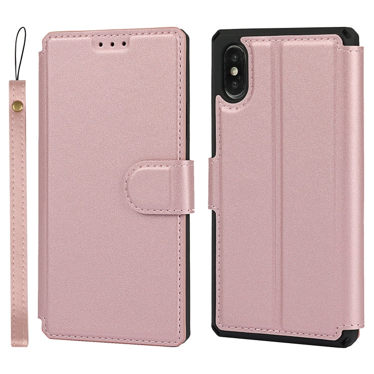 For iPhone X / XS Plain Texture Horizontal Flip PU Leather Case with Holder & Card Slots & Photo Frame & Wallet & Strap