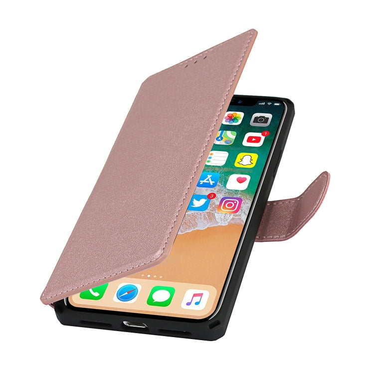 For iPhone X / XS Plain Texture Horizontal Flip PU Leather Case with Holder & Card Slots & Photo Frame & Wallet & Strap
