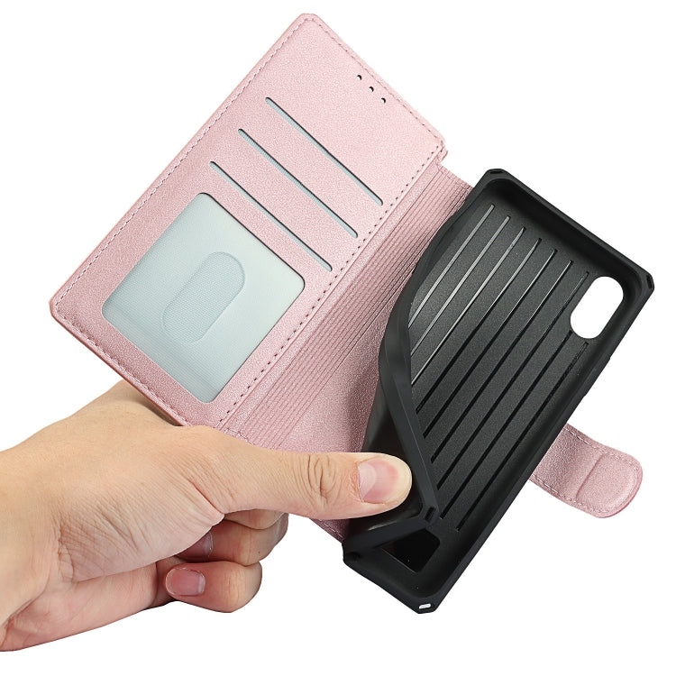 For iPhone X / XS Plain Texture Horizontal Flip PU Leather Case with Holder & Card Slots & Photo Frame & Wallet & Strap