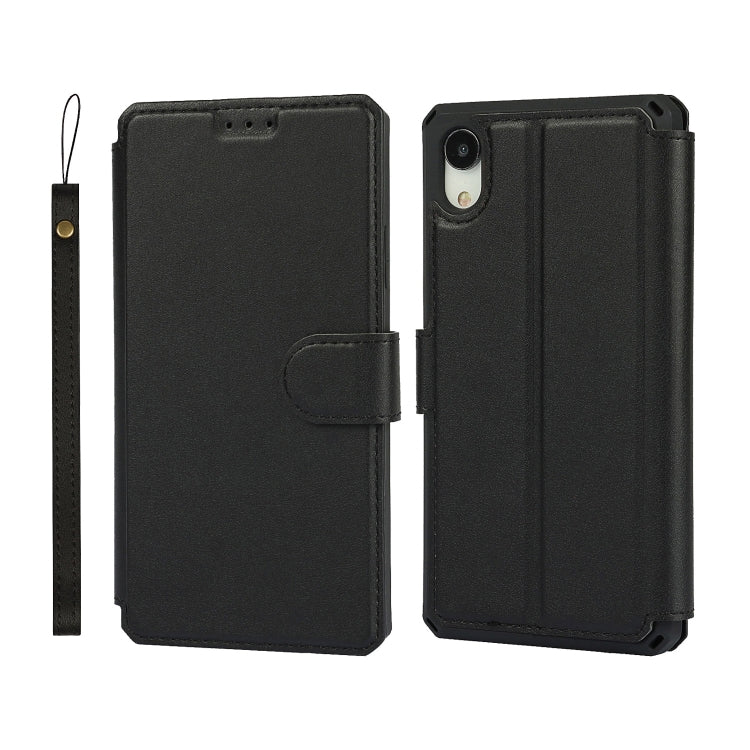 For iPhone XR Plain Texture Horizontal Flip PU Leather Case with Holder & Card Slots & Photo Frame & Wallet & Strap