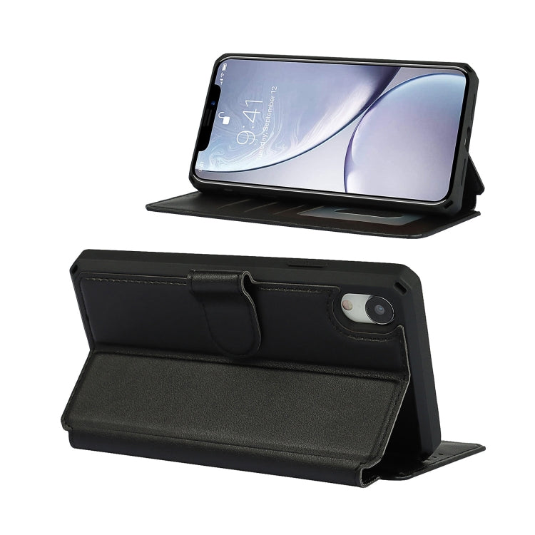 For iPhone XR Plain Texture Horizontal Flip PU Leather Case with Holder & Card Slots & Photo Frame & Wallet & Strap
