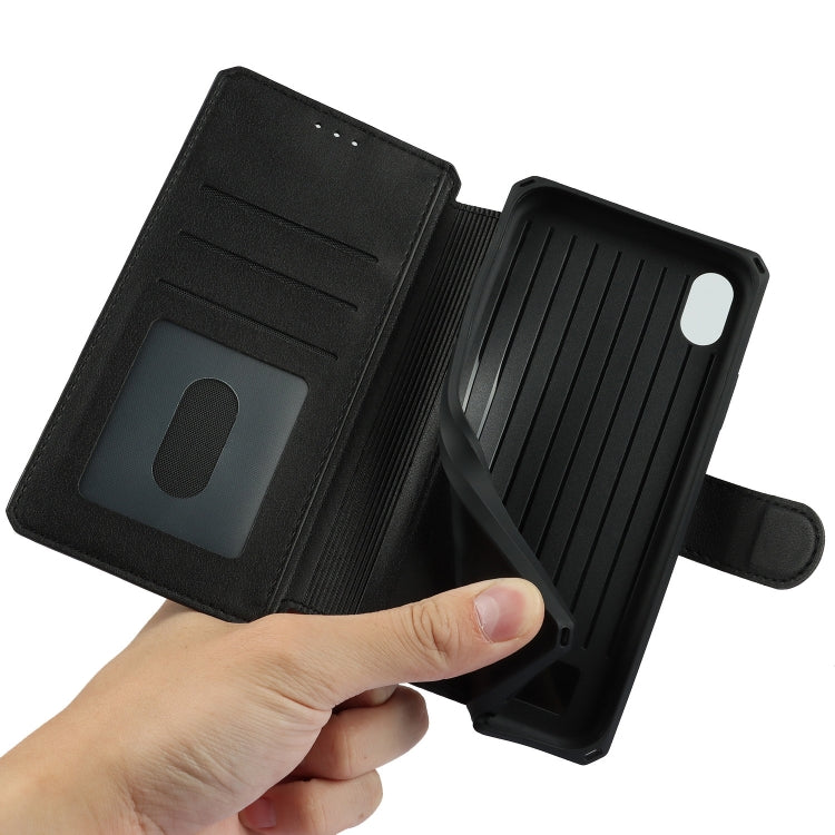 For iPhone XR Plain Texture Horizontal Flip PU Leather Case with Holder & Card Slots & Photo Frame & Wallet & Strap