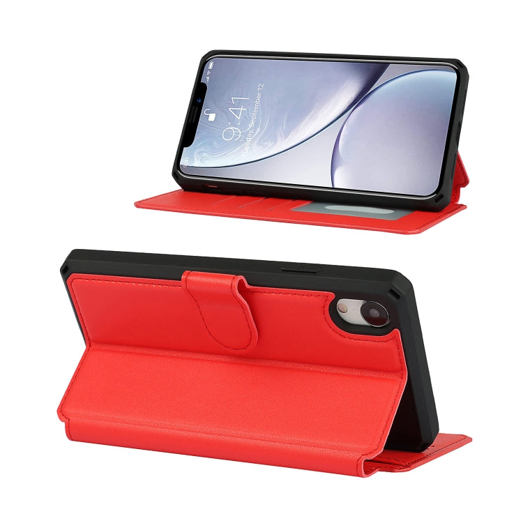 For iPhone XR Plain Texture Horizontal Flip PU Leather Case with Holder & Card Slots & Photo Frame & Wallet & Strap