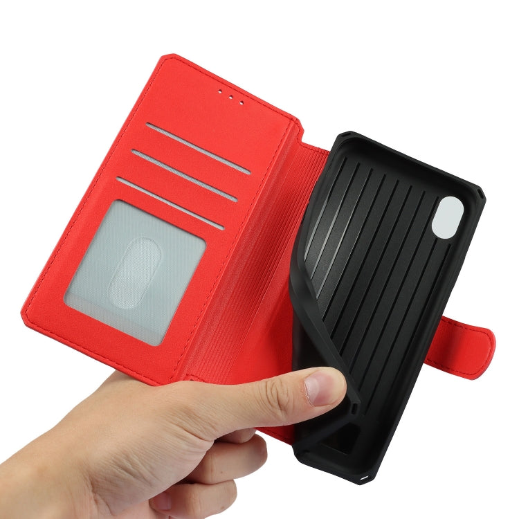 For iPhone XR Plain Texture Horizontal Flip PU Leather Case with Holder & Card Slots & Photo Frame & Wallet & Strap