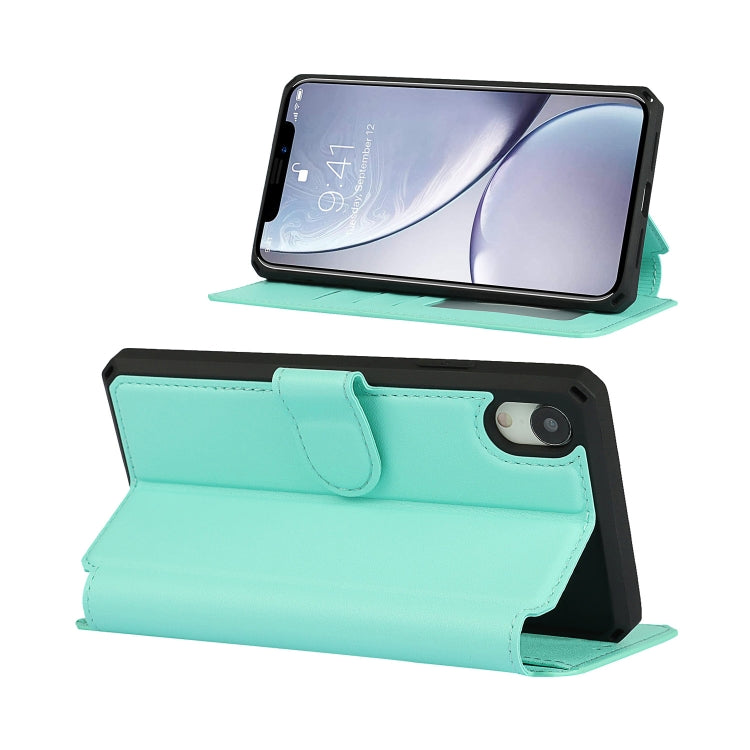 For iPhone XR Plain Texture Horizontal Flip PU Leather Case with Holder & Card Slots & Photo Frame & Wallet & Strap