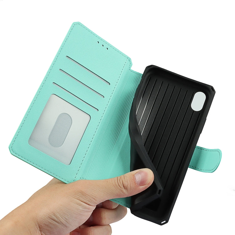 For iPhone XR Plain Texture Horizontal Flip PU Leather Case with Holder & Card Slots & Photo Frame & Wallet & Strap