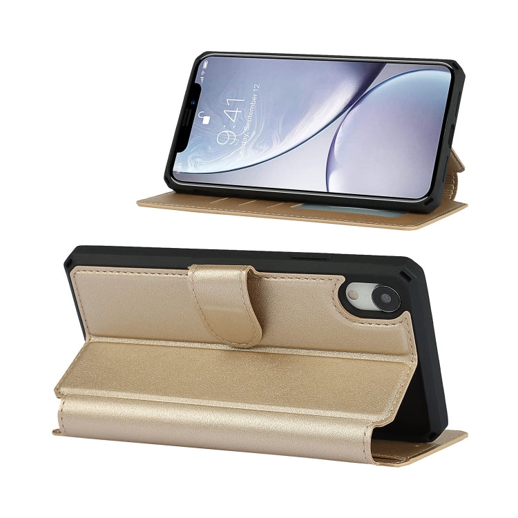 For iPhone XR Plain Texture Horizontal Flip PU Leather Case with Holder & Card Slots & Photo Frame & Wallet & Strap