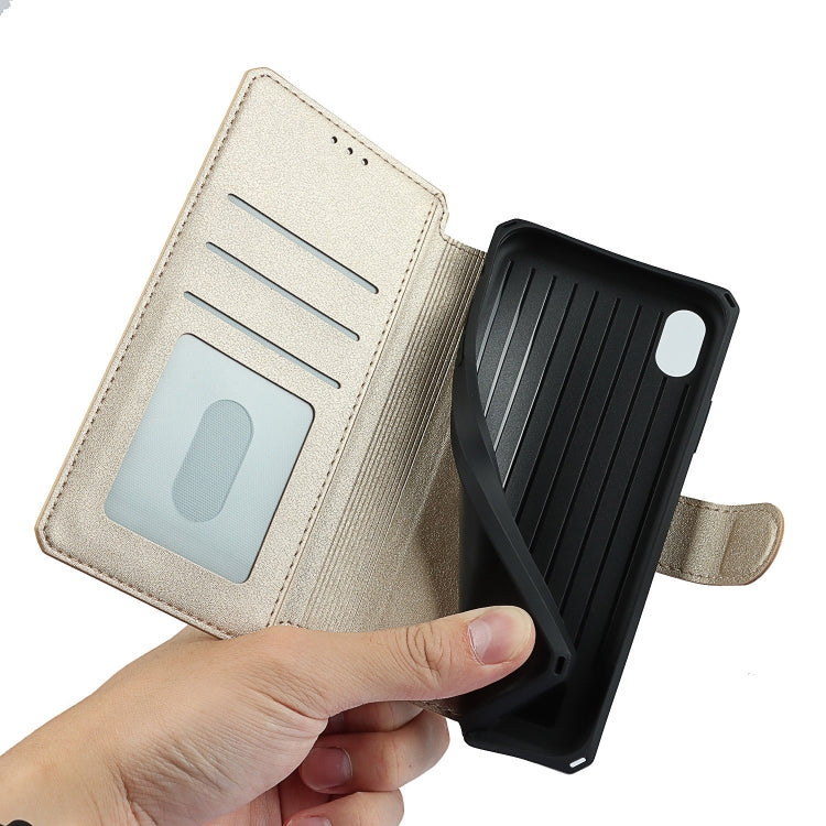 For iPhone XR Plain Texture Horizontal Flip PU Leather Case with Holder & Card Slots & Photo Frame & Wallet & Strap