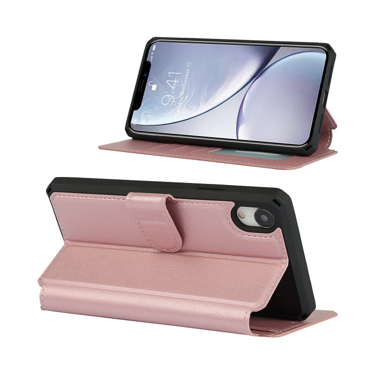 For iPhone XR Plain Texture Horizontal Flip PU Leather Case with Holder & Card Slots & Photo Frame & Wallet & Strap