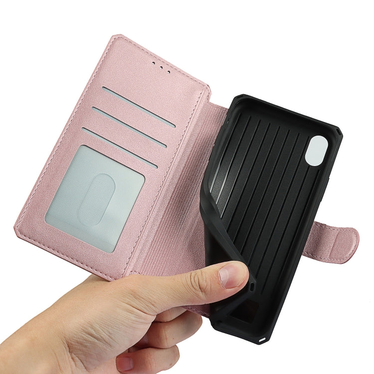 For iPhone XR Plain Texture Horizontal Flip PU Leather Case with Holder & Card Slots & Photo Frame & Wallet & Strap