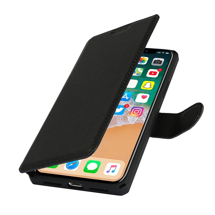 For iPhone XS Max Plain Texture Horizontal Flip PU Leather Case with Holder & Card Slots & Photo Frame & Wallet & Strap