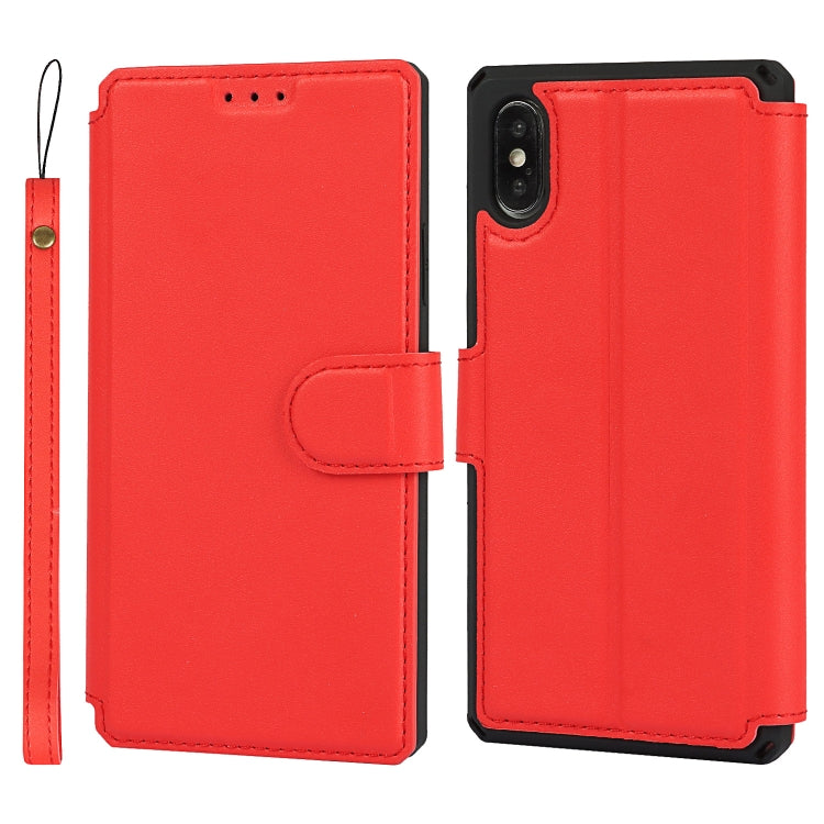 For iPhone XS Max Plain Texture Horizontal Flip PU Leather Case with Holder & Card Slots & Photo Frame & Wallet & Strap