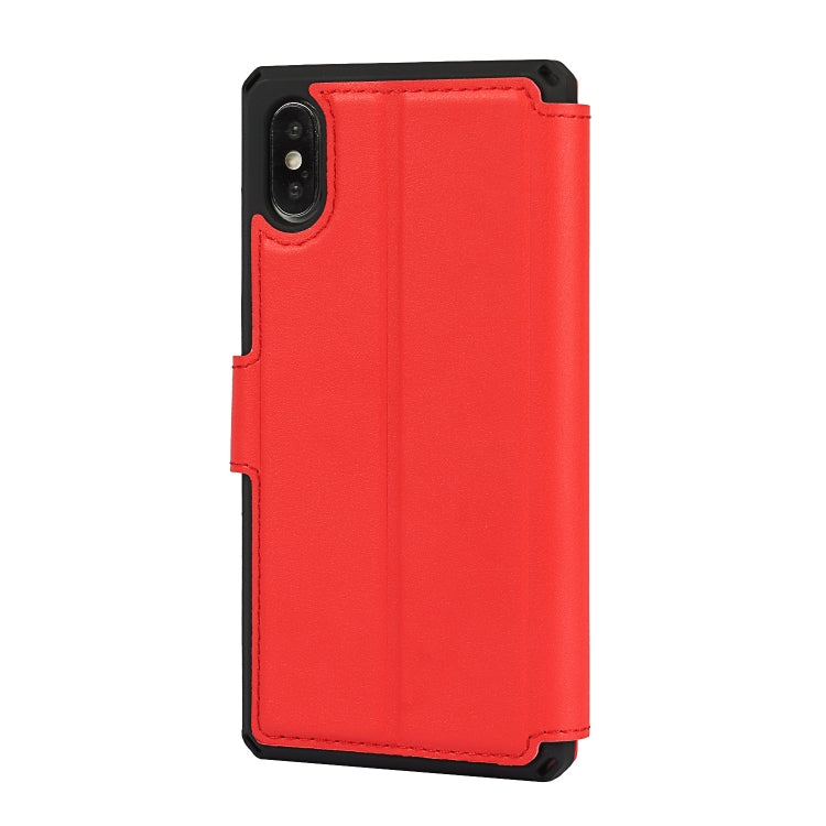For iPhone XS Max Plain Texture Horizontal Flip PU Leather Case with Holder & Card Slots & Photo Frame & Wallet & Strap