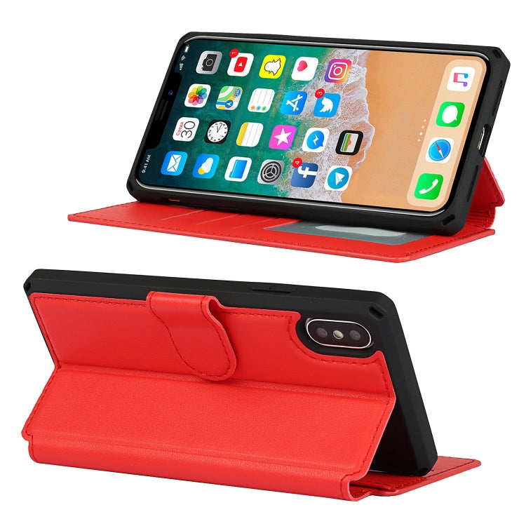 For iPhone XS Max Plain Texture Horizontal Flip PU Leather Case with Holder & Card Slots & Photo Frame & Wallet & Strap