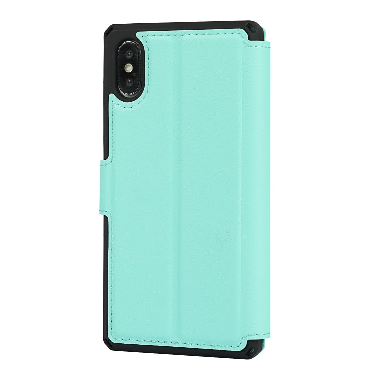 For iPhone XS Max Plain Texture Horizontal Flip PU Leather Case with Holder & Card Slots & Photo Frame & Wallet & Strap
