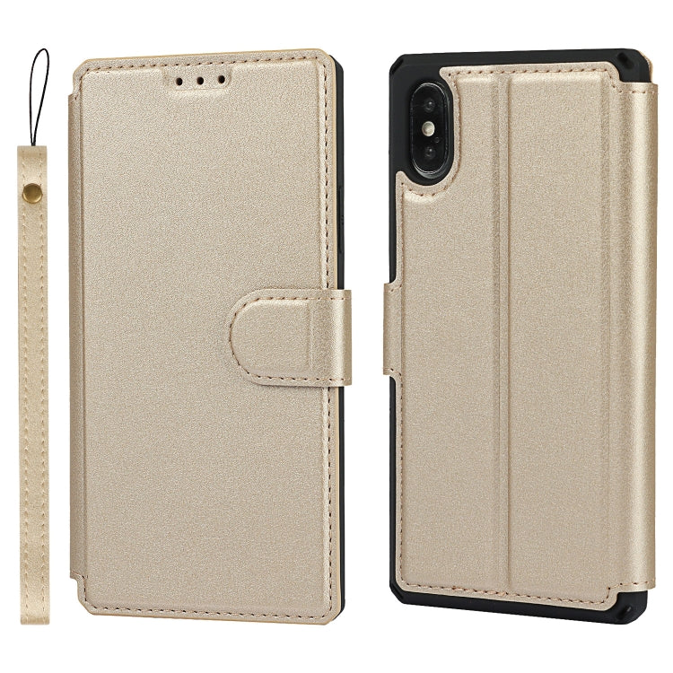 For iPhone XS Max Plain Texture Horizontal Flip PU Leather Case with Holder & Card Slots & Photo Frame & Wallet & Strap