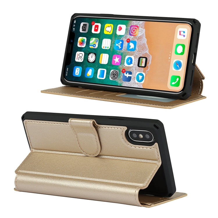 For iPhone XS Max Plain Texture Horizontal Flip PU Leather Case with Holder & Card Slots & Photo Frame & Wallet & Strap