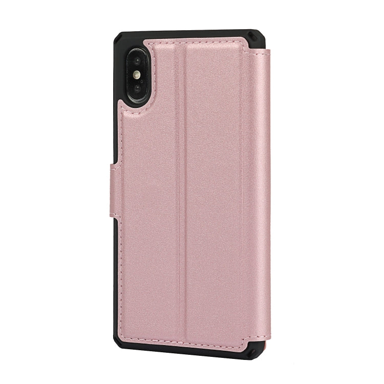 For iPhone XS Max Plain Texture Horizontal Flip PU Leather Case with Holder & Card Slots & Photo Frame & Wallet & Strap