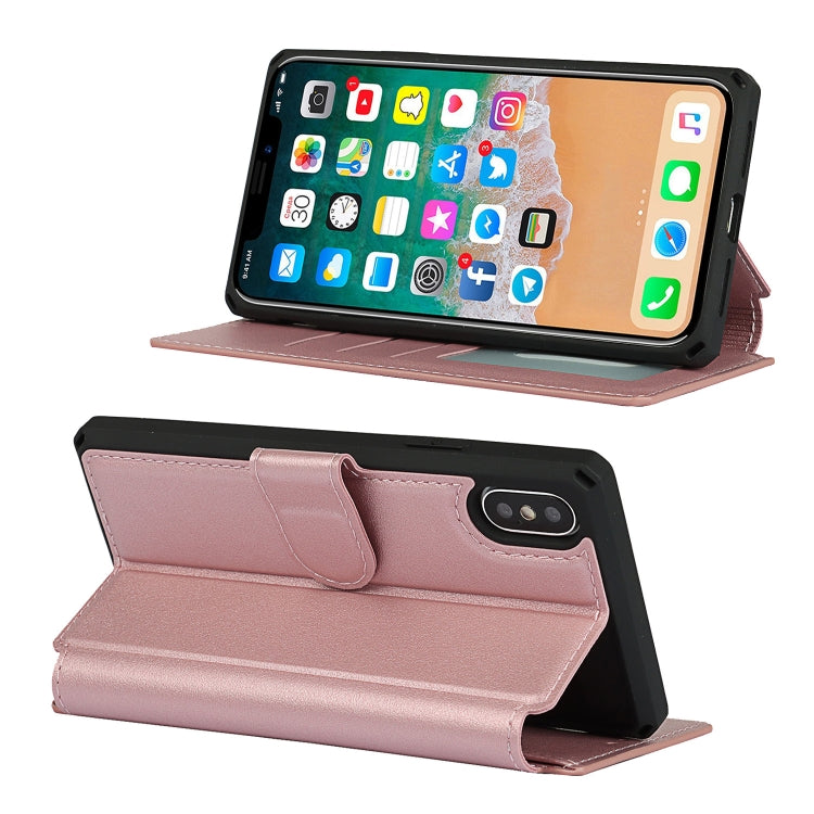 For iPhone XS Max Plain Texture Horizontal Flip PU Leather Case with Holder & Card Slots & Photo Frame & Wallet & Strap