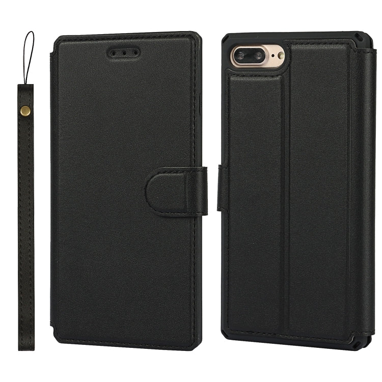 Plain Texture Horizontal Flip PU Leather Case with Holder & Card Slots & Photo Frame & Wallet & Strap For iPhone 7 Plus / 8 Plus