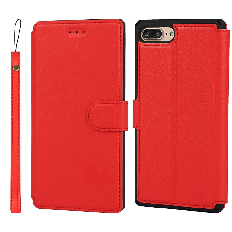 Plain Texture Horizontal Flip PU Leather Case with Holder & Card Slots & Photo Frame & Wallet & Strap For iPhone 7 Plus / 8 Plus